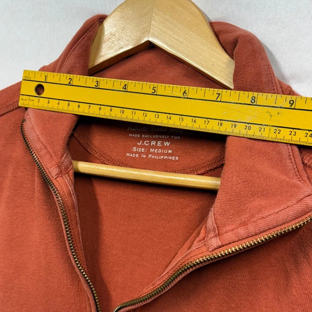 J. Crew Mens Authentic Jersey Quarter Zip Pullover Sweatshirt Medium‎ Orange